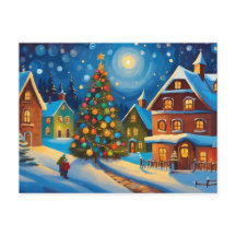 クリスマスイブの雪の村