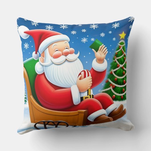 クリスマスイブを楽しむサンタクロース クッション (裏面)