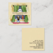 クリスマスイブウォーターカラーかわいい子&キティ猫 スクエア名刺 (正面/裏面)