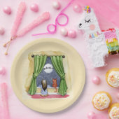 クリスマスイブウォーターカラーかわいい子&キティ猫 ペーパープレート (パーティー)