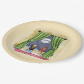 クリスマスイブウォーターカラーかわいい子&キティ猫 ペーパープレート (アングル)