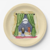 クリスマスイブウォーターカラーかわいい子&キティ猫 ペーパープレート (正面)