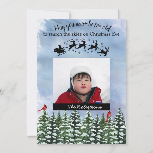 クリスマスイブウォーターカラーフォトホリデーカード シーズンカード (正面)