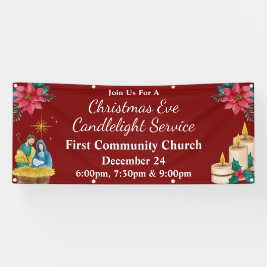 クリスマスイブキャンドルライトサービスチャーチイベント 横断幕 (横)