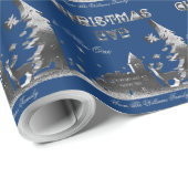 クリスマスイブギフトシルバーブルーまで開かない ラッピングペーパー (ロールコーナー)