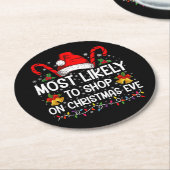 クリスマスイブクリスマスに買い物をする可能性が最も高い ラウンドペーパーコースター (アングル)