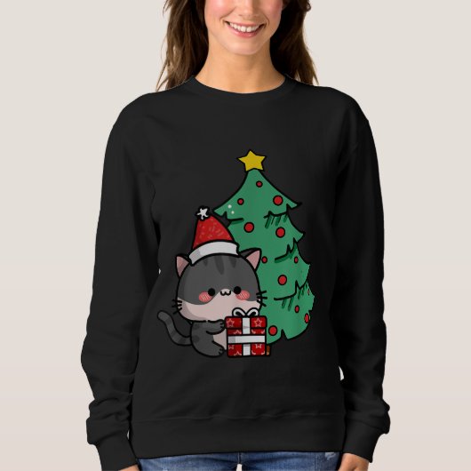 クリスマスイブクリスマスキャット スウェットシャツ (正面)