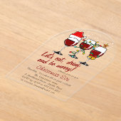 クリスマスイブディナーカクテルワイングラス アクリル招待状 (レイダウン)