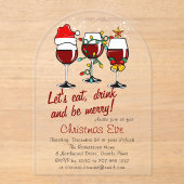 クリスマスイブディナーカクテルワイングラス アクリル招待状 (正面)