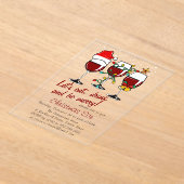 クリスマスイブディナーカクテルワイングラス アクリル招待状 (レイダウン)