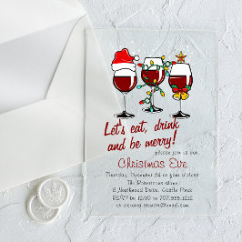 クリスマスイブディナーカクテルワイングラス アクリル招待状