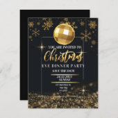 クリスマスイブディナーパーティの招待状カード シーズンカード (正面/裏面)
