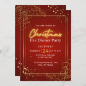 クリスマスイブディナーパーティの招待状カード 招待状 (正面/裏面)