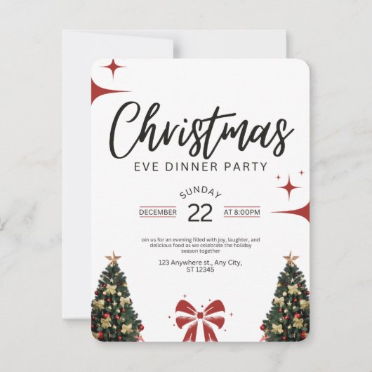 クリスマスイブディナーパーティの招待状 招待状 (裏面)