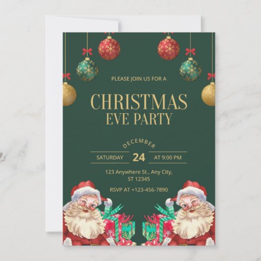 クリスマスイブパーティーのご招待 招待状 (正面)