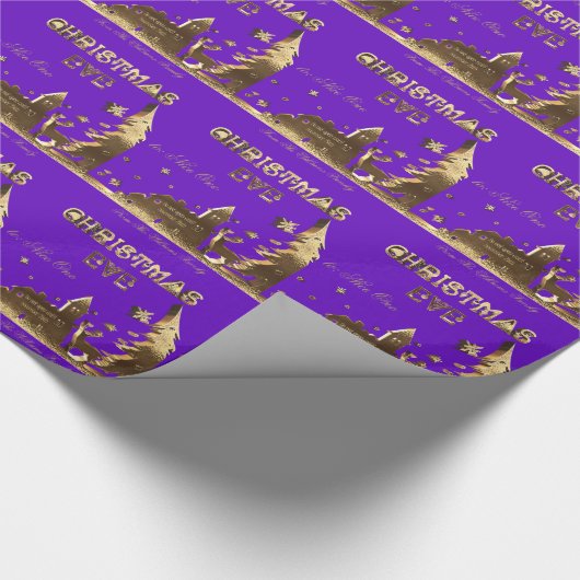 クリスマスイブパープルまで開かない ラッピングペーパー (角)