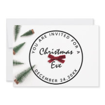 クリスマスイブホリデーディナーホワイトグリーンレッドボウ