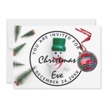 クリスマスイブホリデーディナーホワイトグリーン雪だるま