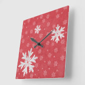 クリスマスイブポストカードでの雪片 スクエア壁時計 (傾斜)