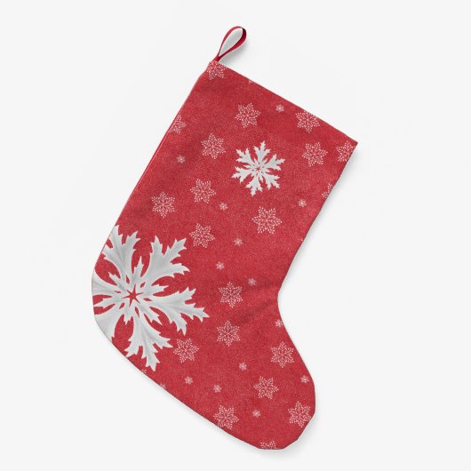 クリスマスイブポストカードでの雪片 スモールクリスマスストッキング (正面 (吊り時))