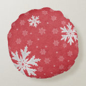 クリスマスイブポストカードでの雪片 ラウンドクッション (裏面)
