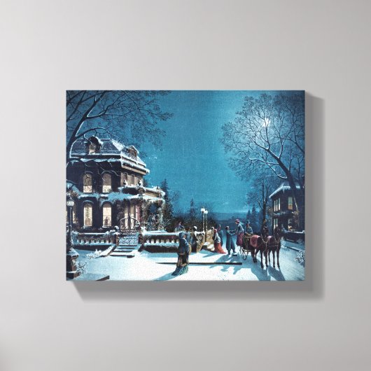 「クリスマスイブ冬のシーン」 キャンバスプリント (正面)