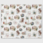 クリスマスイブ居心地の良い小さな人々アットホームギフト ラッピングペーパー (フラット)