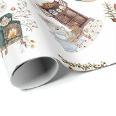 クリスマスイブ居心地の良い小さな人々アットホームギフト ラッピングペーパー (ロールコーナー)