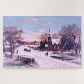 クリスマスイブ朝の教会サービス ジグソーパズル (横)