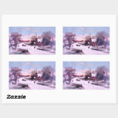 クリスマスイブ朝の教会サービス 長方形シール (シート)