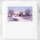 クリスマスイブ朝の教会サービス 長方形シール (バッグ)