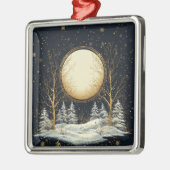 クリスマスイブ満月パインツリーズスノー メタルオーナメント (左)