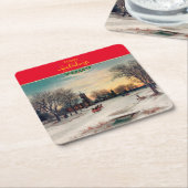 クリスマスイブ素晴らしアート スクエアペーパーコースター (アングル)