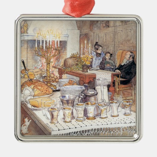 クリスマスイブ詳細(スウェ伝統的ーデンクリスマス) メタルオーナメント (正面)