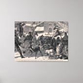 クリスマスイブ通りマーケットオタワカナダヴィンテージ キャンバスプリント (正面)