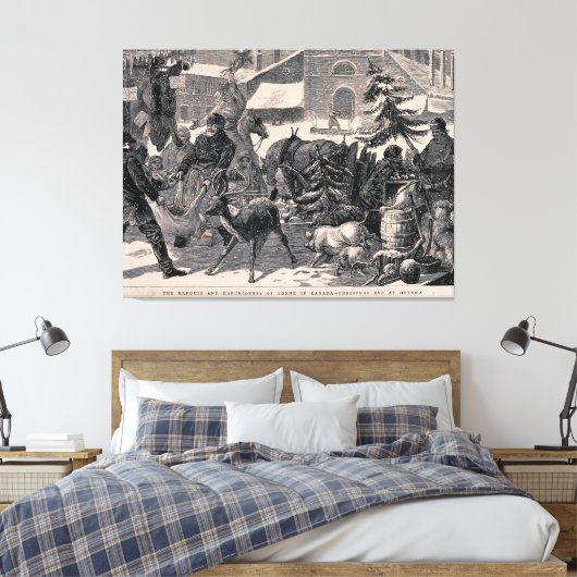 クリスマスイブ通りマーケットオタワカナダヴィンテージ キャンバスプリント (インサイチュ (寝室))