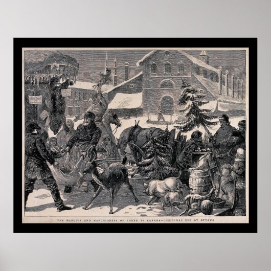 クリスマスイブ通りマーケットオタワカナダヴィンテージ ポスター (正面)