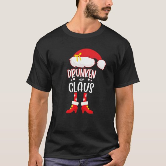 クリスマスイブ酔っ払いミセスクロース衣装クリスマスサンタ Tシャツ (正面)