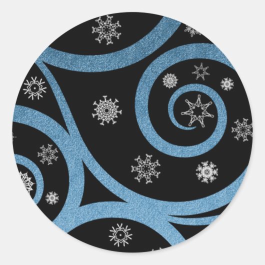 クリスマスイブ雪の渦巻きシール ラウンドシール (正面)