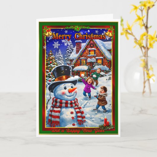 クリスマスイブ雪合戦 カード (黄色い花)