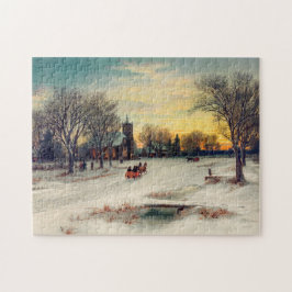 クリスマスイブ1885 W C Bauer Sleigh Ride to Church ジグソーパズル