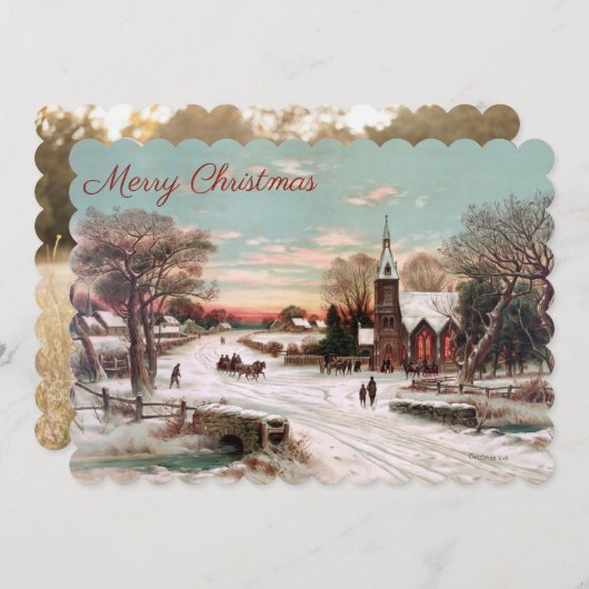 クリスマスイブ2サイドホリデーフォトカード シーズンカード (正面/裏面)