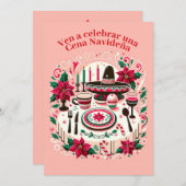 クリスマスイブ イブの夕食のご招待スペイン語 招待状 (正面/裏面)