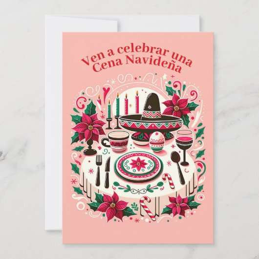 クリスマスイブ  イブの夕食のご招待 スペイン語 招待状 (正面)