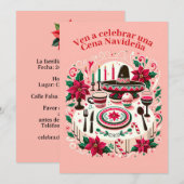 クリスマスイブ  イブの夕食のご招待 スペイン語 招待状 (正面/裏面)
