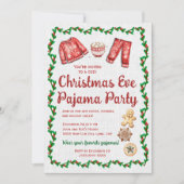 クリスマスイブ クッキー ホットココア パジャマパーティ 招待状 (正面)