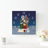 クリスマスイブ スクエア壁時計 (ホーム)