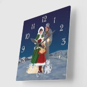 クリスマスイブ スクエア壁時計 (傾斜)
