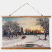 クリスマスイブ、ヴィンテージイラストレーション 吊り下げ型タペストリー (正面)