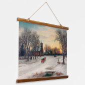 クリスマスイブ、ヴィンテージイラストレーション 吊り下げ型タペストリー (傾斜あり)